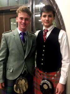 Sharing our Celtic musical heritage: Piping competitors in the Balmoral Classic, Callum Younger and Calum MacNeil 