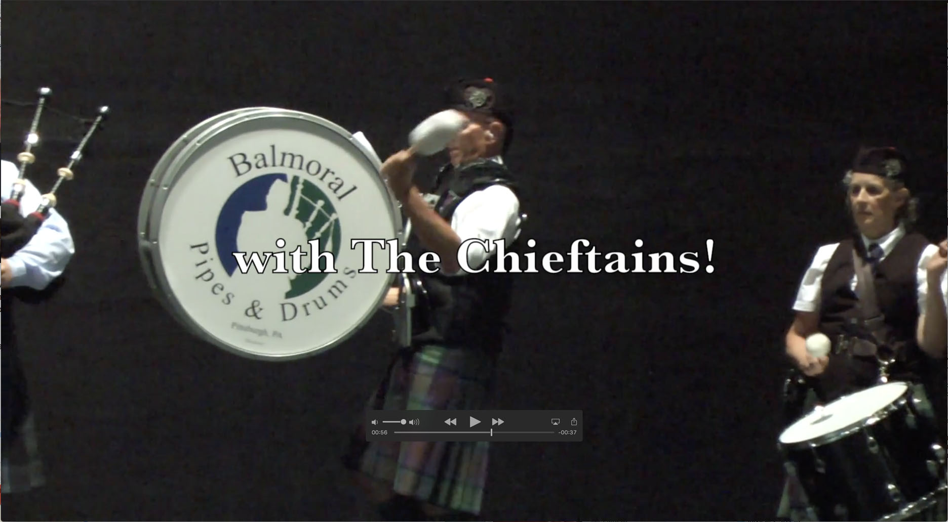 Balmoral Pipes & Drums play with The Chieftains for their farewell tour Irish Goodbye.