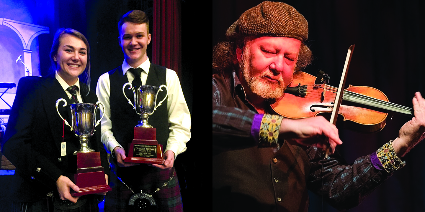 Balmoral Classic drumming and piping winners and Alasdair Fraser.